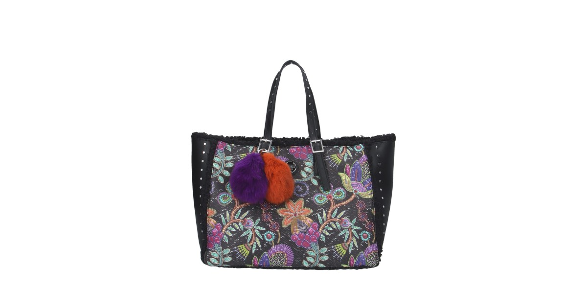 Pash bag Shopping Nero/fiori Batik PETITE NICOLE