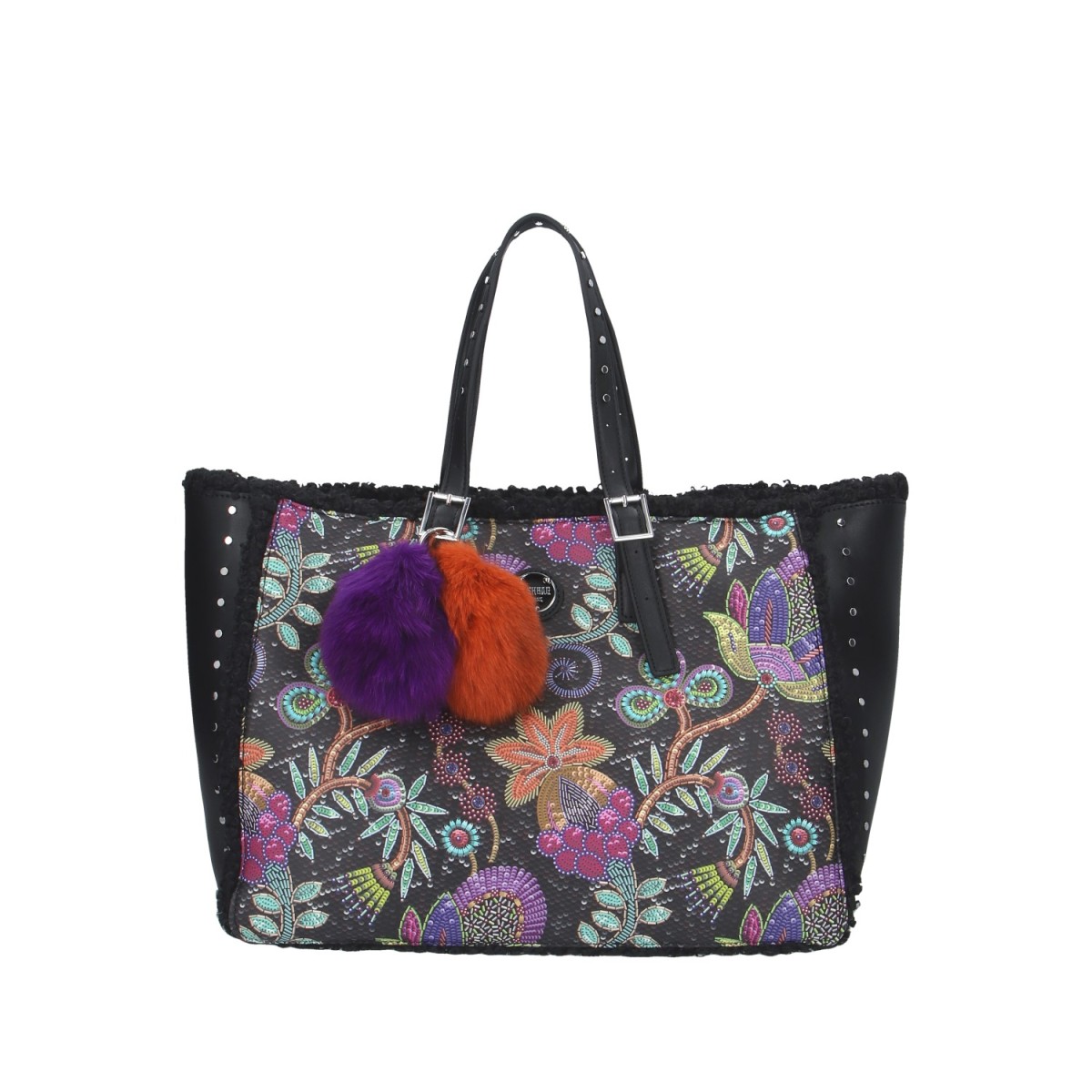 Pash bag Shopping Nero/fiori Batik PETITE NICOLE