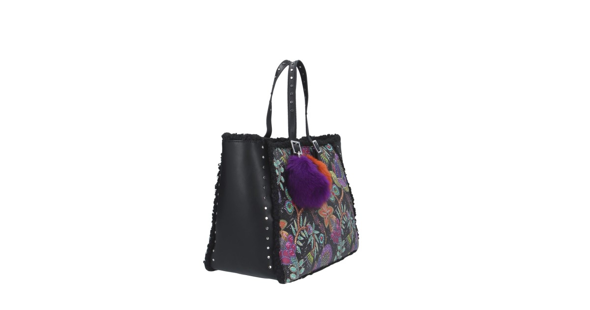 Pash bag Shopping Nero/fiori Batik PETITE NICOLE