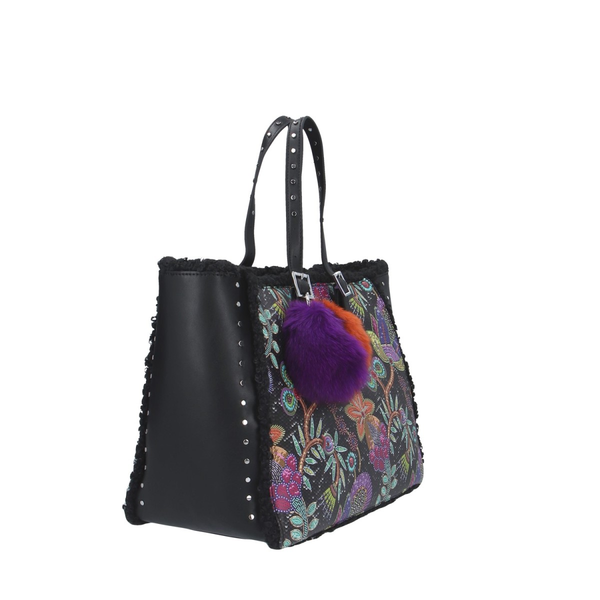 Pash bag Shopping Nero/fiori Batik PETITE NICOLE