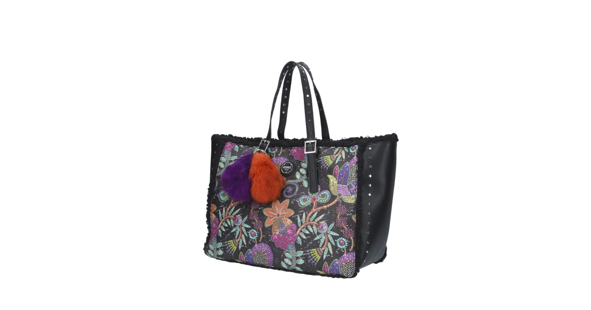 Pash bag Shopping Nero/fiori Batik PETITE NICOLE