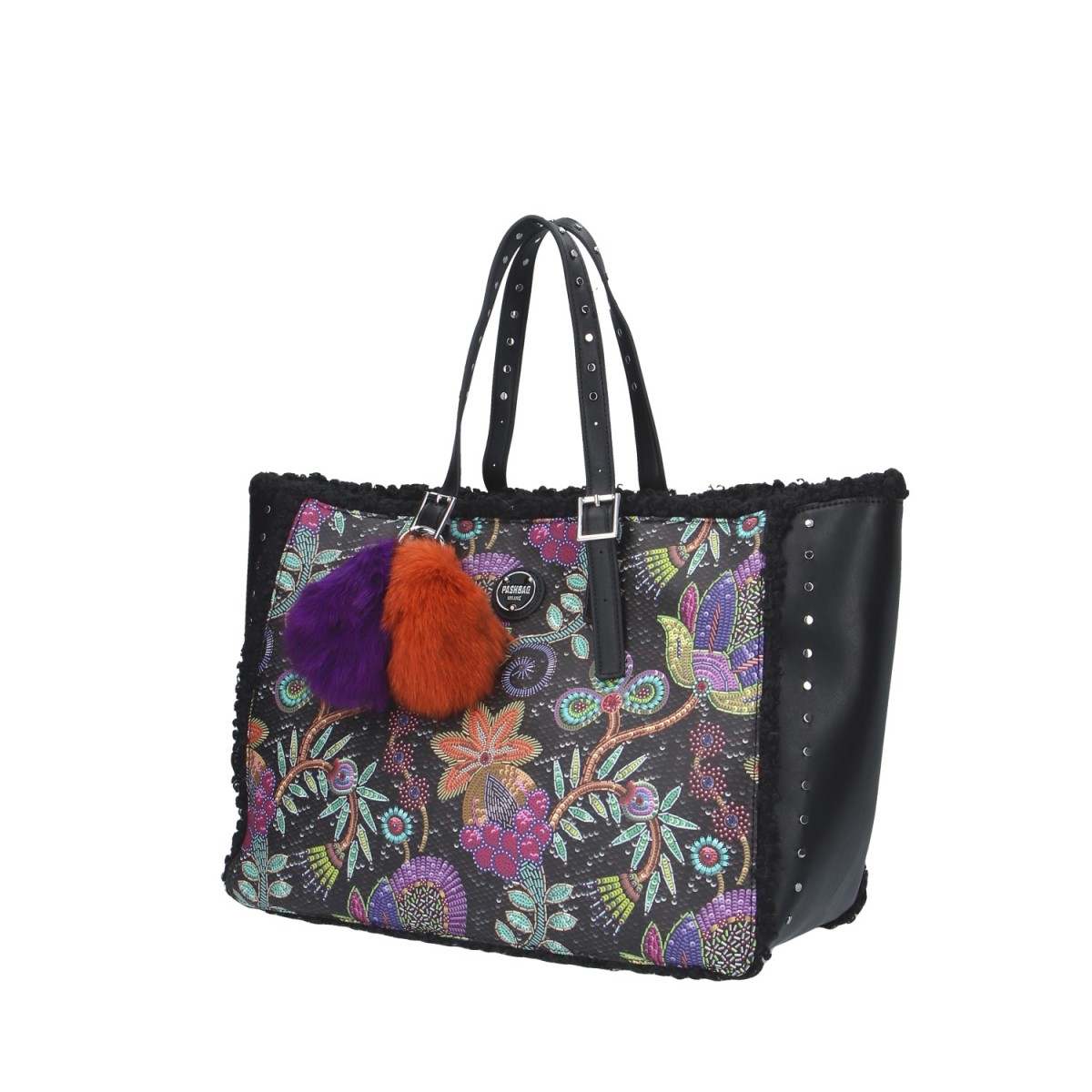 Pash bag Shopping Nero/fiori Batik PETITE NICOLE