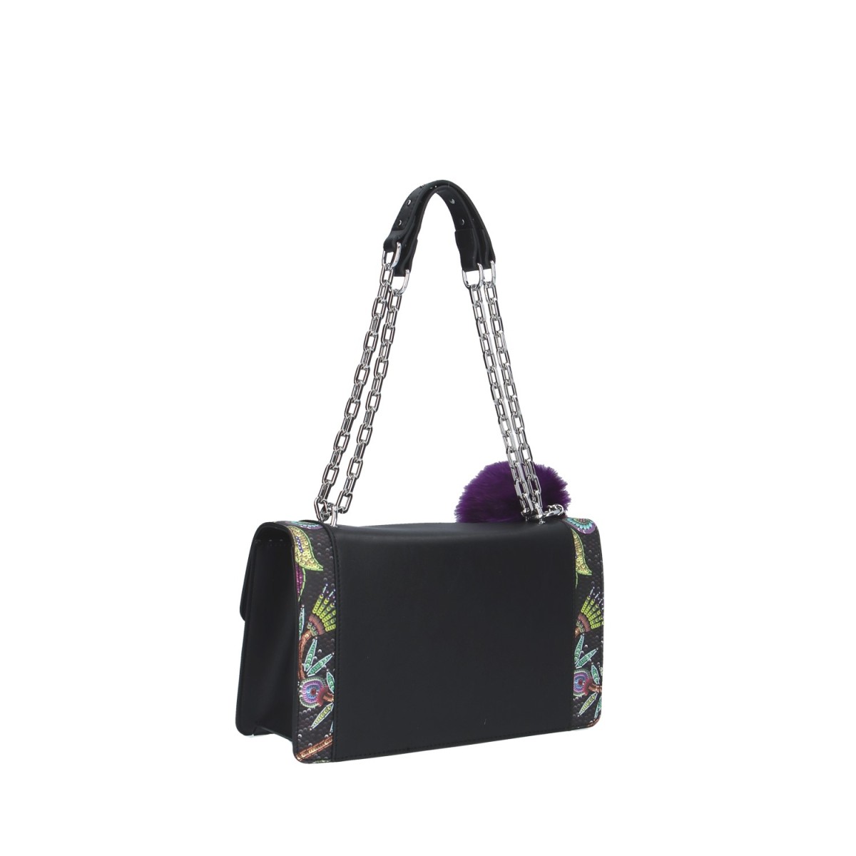 Pash bag Borsa a spalla Nero/fiori Batik JADE