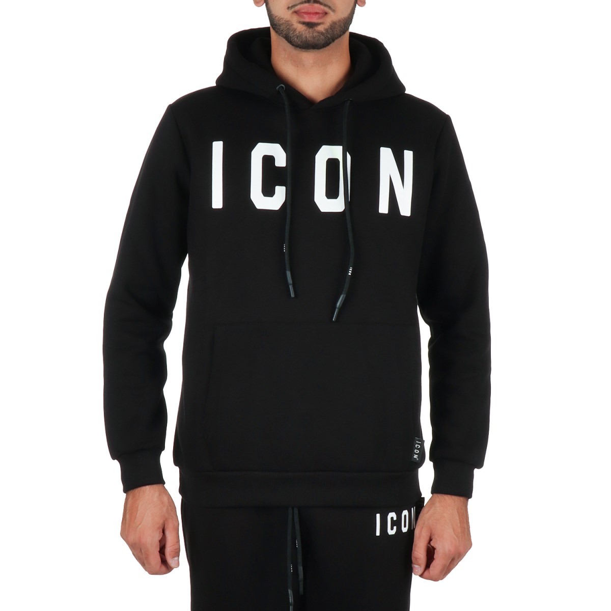 Icon Felpa con cappuccio Nero/panna IU9016FC