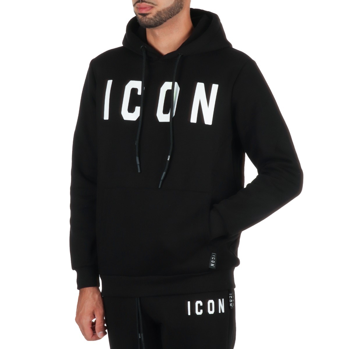 Icon Felpa con cappuccio Nero/panna IU9016FC