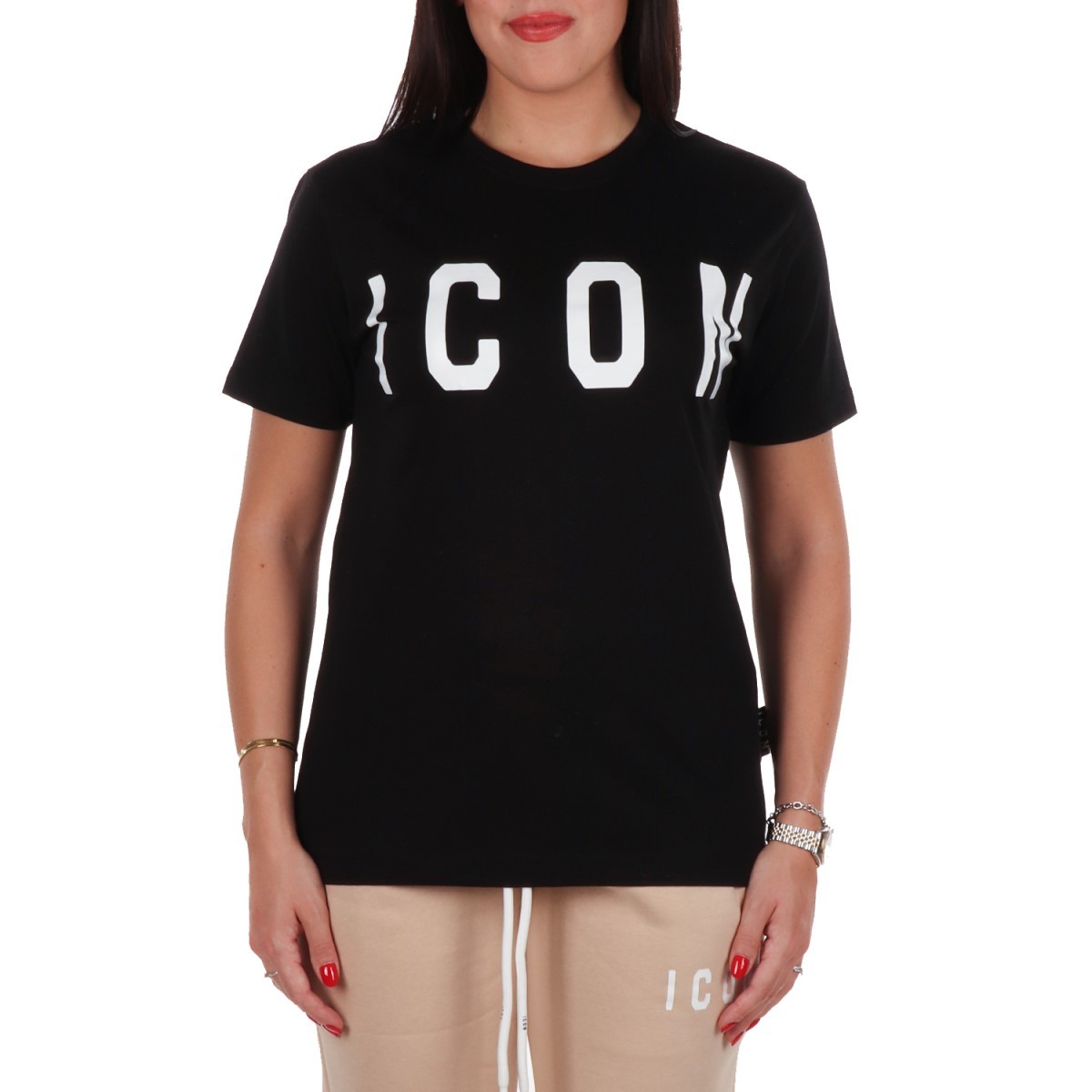 Icon T-shirt Nero/panna...