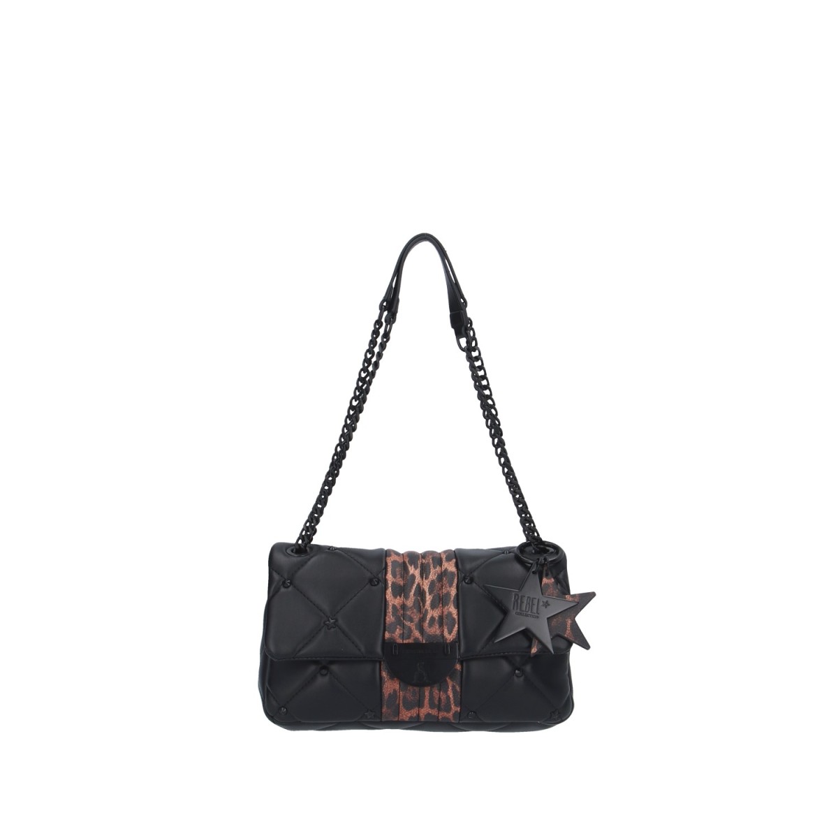 L'atelier du sac Borsa a spalla Nero/animalier Rebel stripy REBECCA