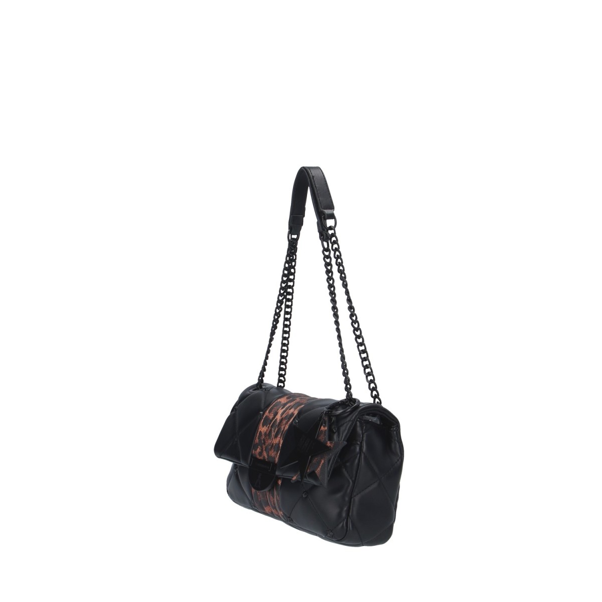 L'atelier du sac Borsa a spalla Nero/animalier Rebel stripy REBECCA