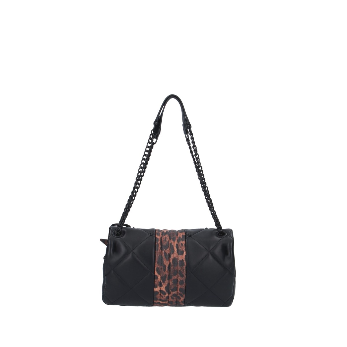 L'atelier du sac Borsa a spalla Nero/animalier Rebel stripy REBECCA