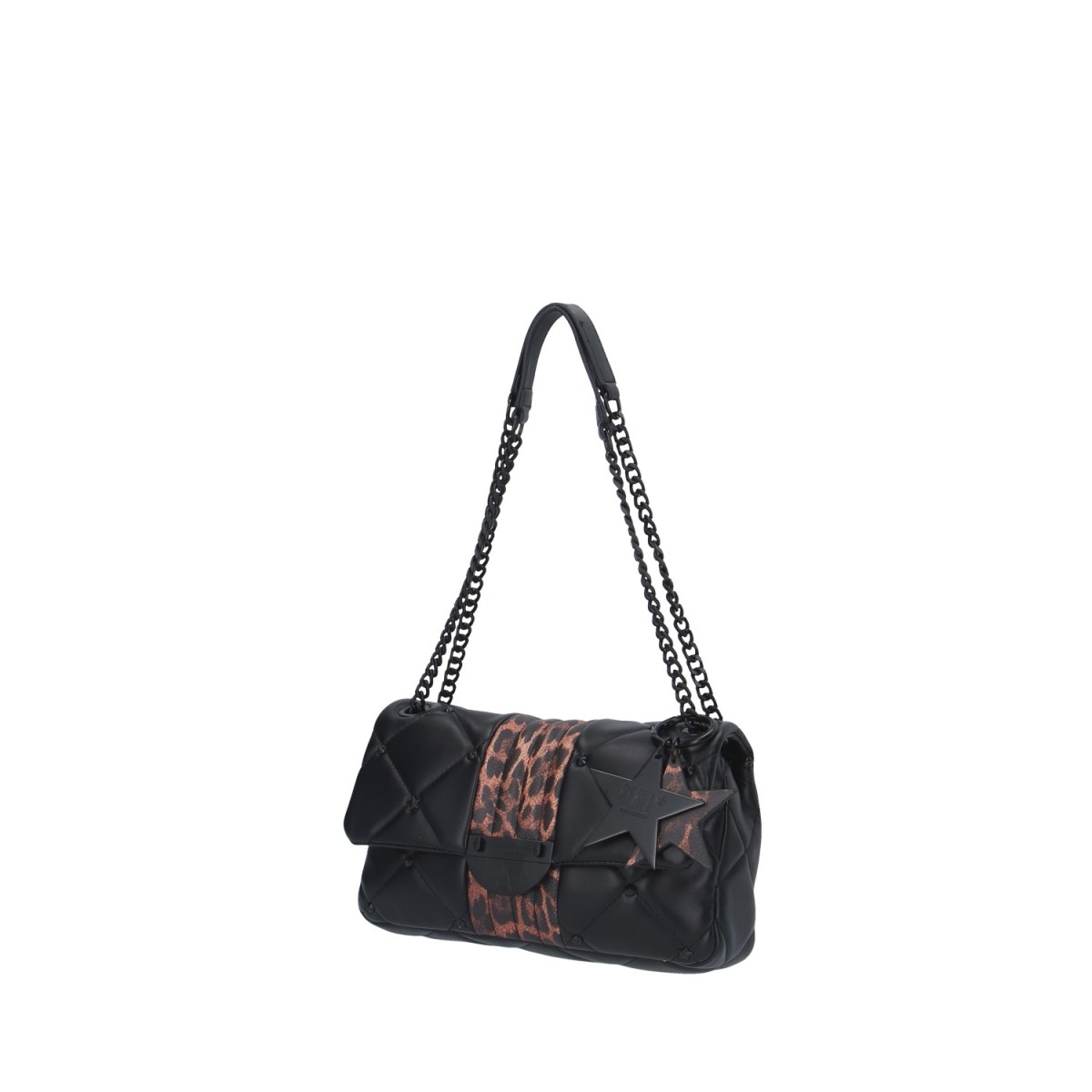 L'atelier du sac Borsa a spalla Nero/animalier Rebel stripy REBECCA