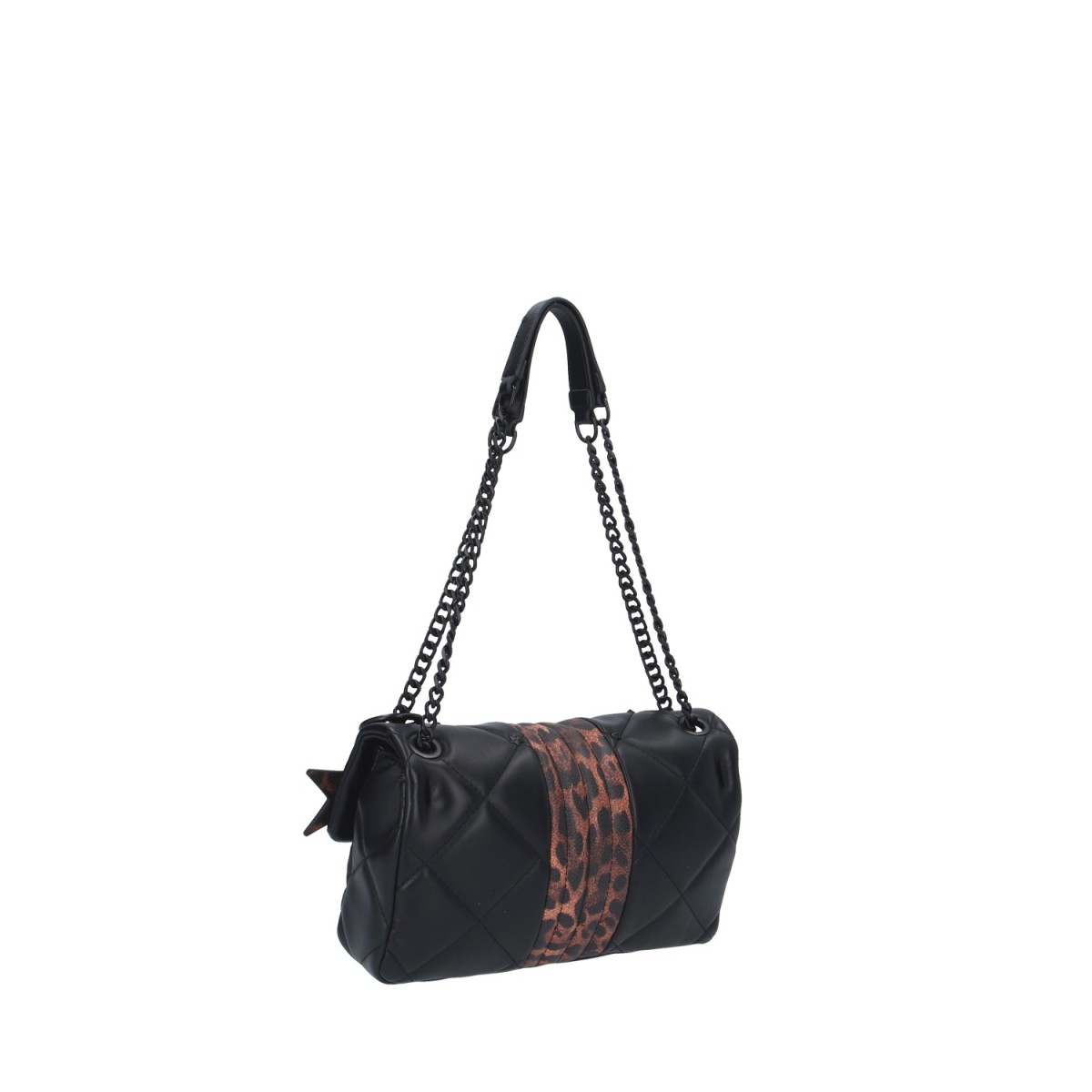 L'atelier du sac Borsa a spalla Nero/animalier Rebel stripy REBECCA