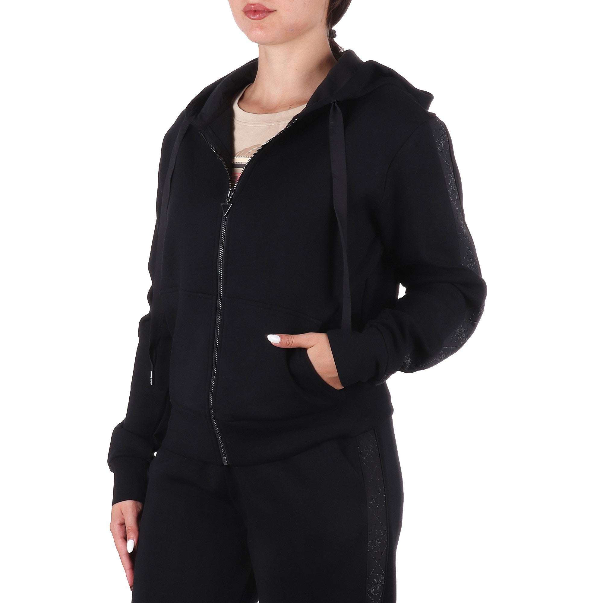 Guess FELPA CON CAPPUCCIO Nero