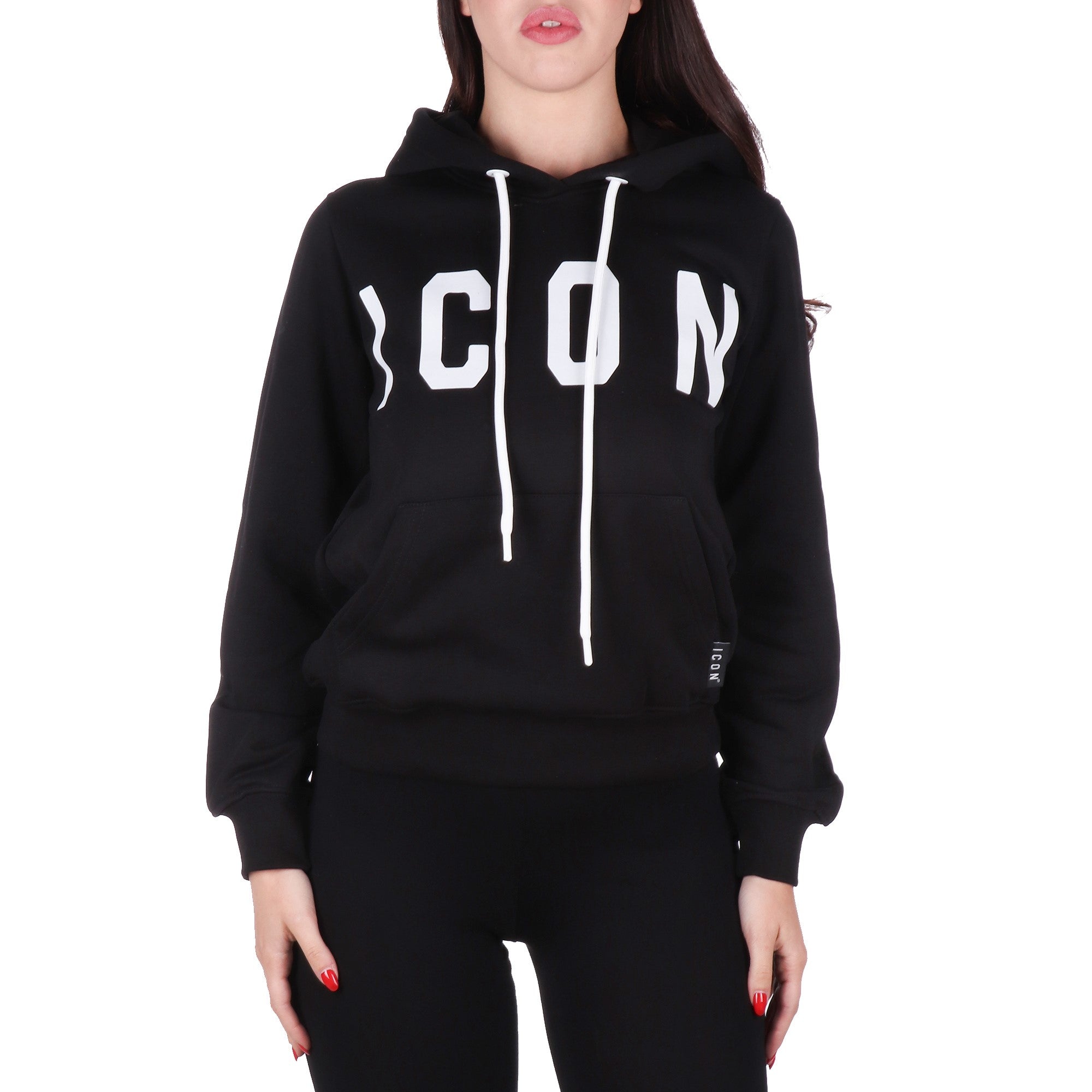 Icon FELPA CON CAPPUCCIO Nero