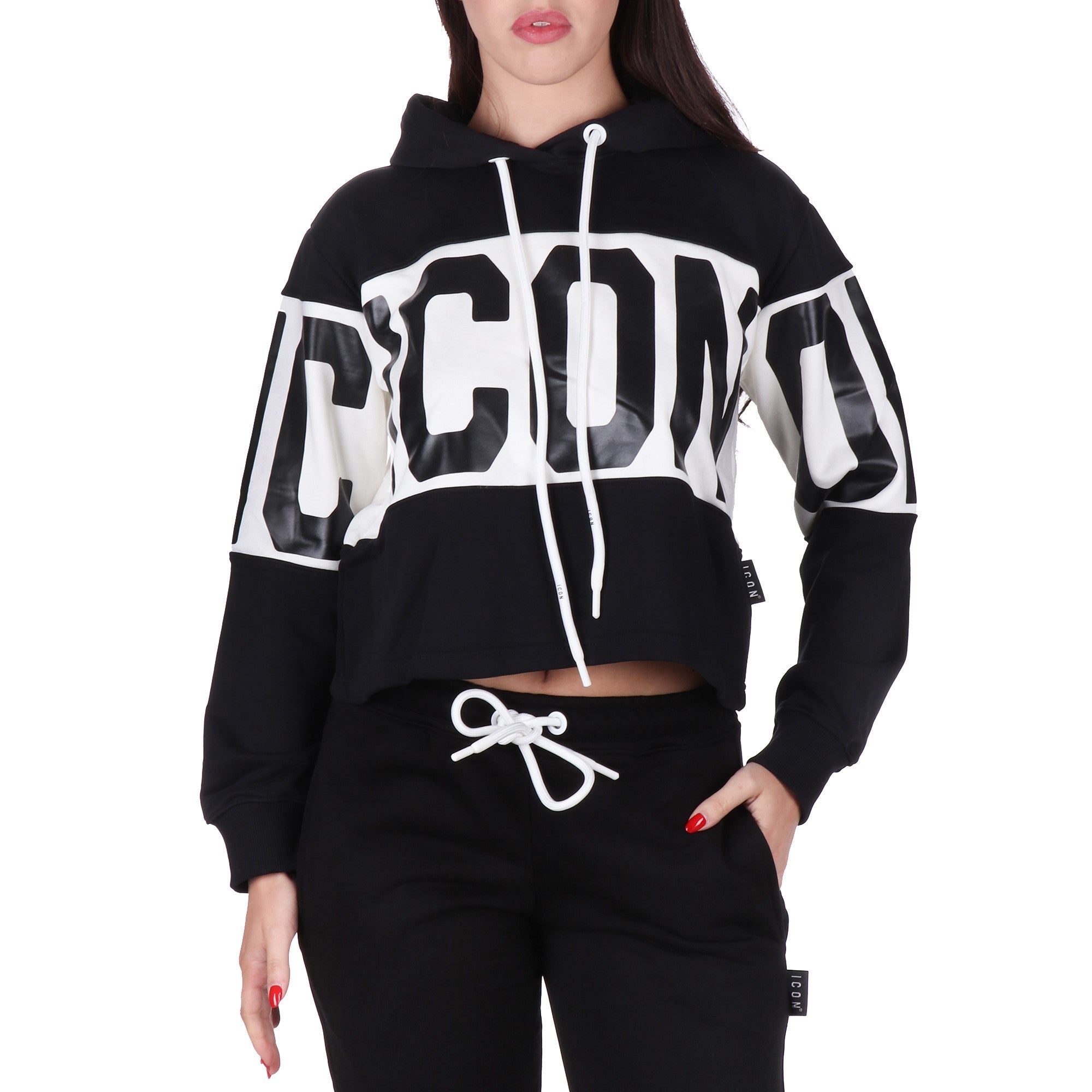 Icon FELPA CON CAPPUCCIO Nero