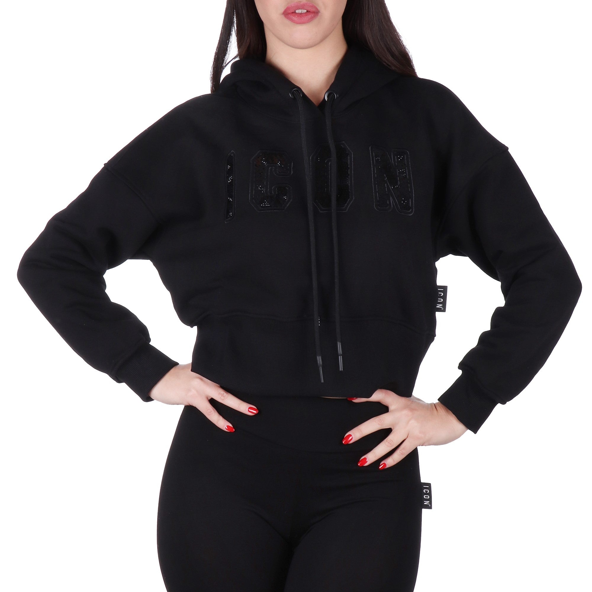 Icon FELPA CON CAPPUCCIO Nero