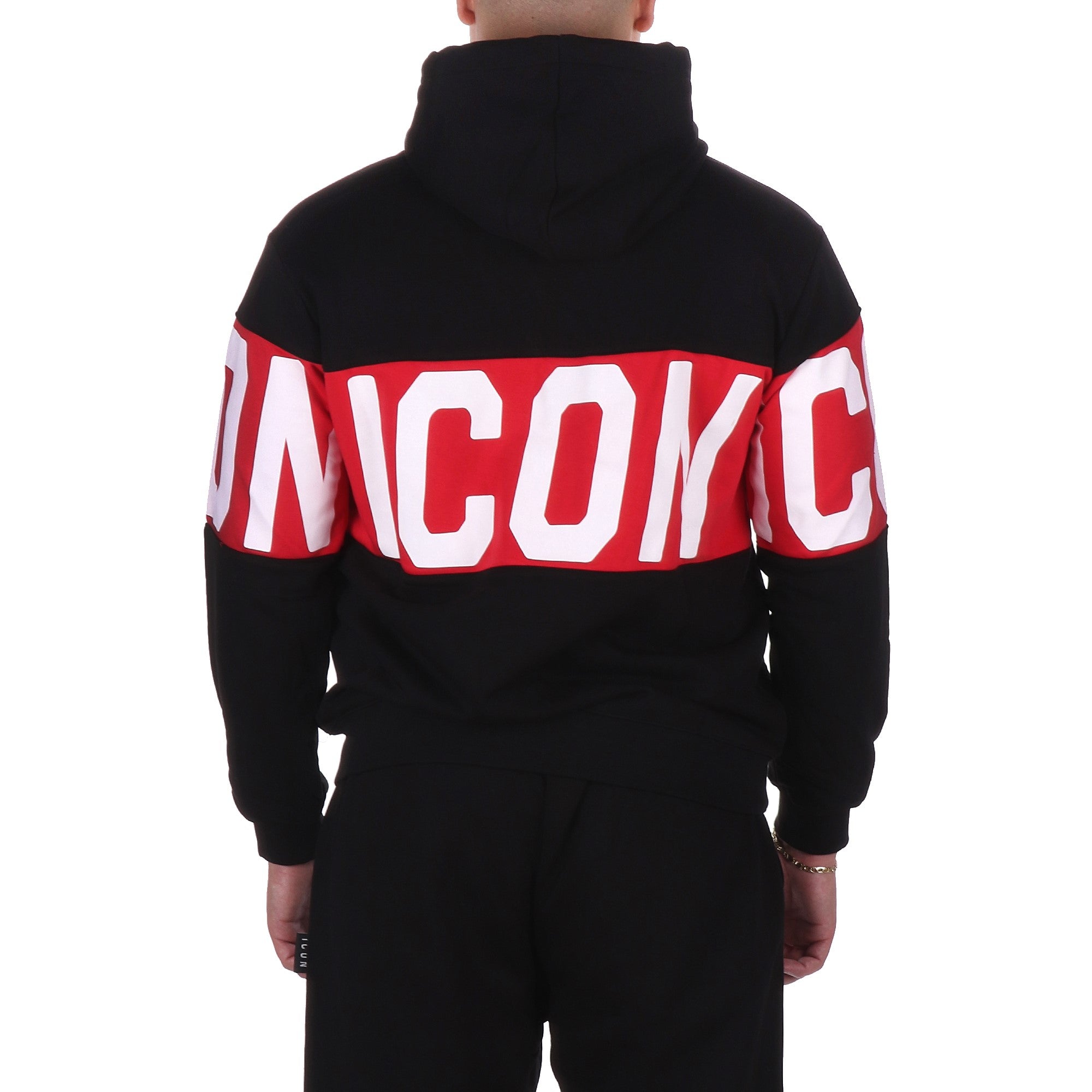 Icon FELPA CON CAPPUCCIO Nero/rosso