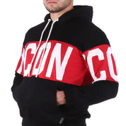 Icon FELPA CON CAPPUCCIO Nero/rosso